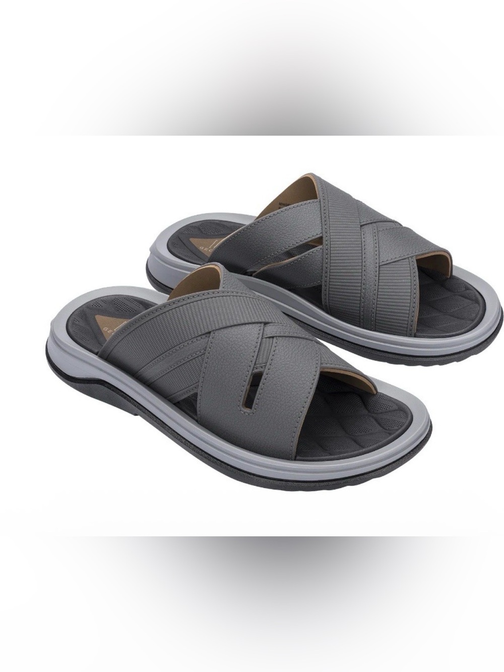 NWT GEORGE  Crossband Slide Sandals Faux Leather Arch Support • Grey size: 11